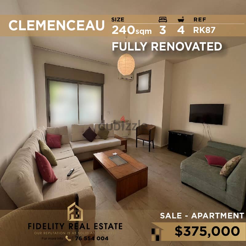 Apartment for sale in Clemenceau RK87 شقة للبيع بكليمنصو 0