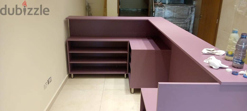 Purple Wooden Bar with shelves 1