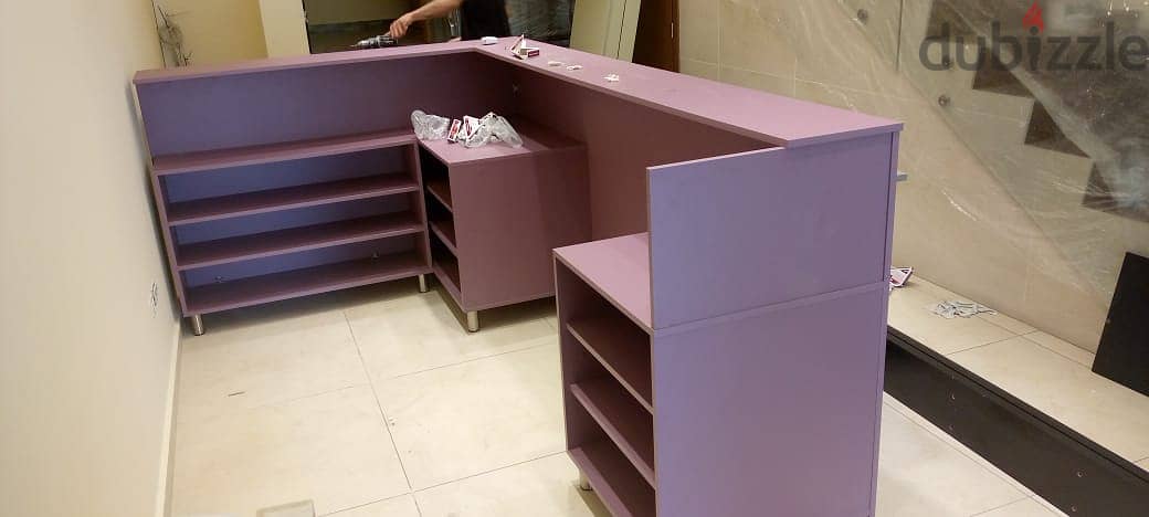 Purple Wooden Bar with shelves 2