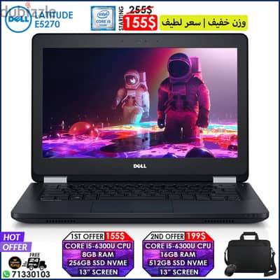 DELL LATITUDE E5270 CORE i5-6300U 13" LAPTOPS