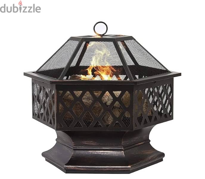 pentagon fire pit (outdoor fireplace) with grill 2