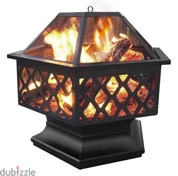 pentagon fire pit (outdoor fireplace) with grill 3