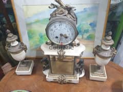 french antiques montre avec 2 casseroles en marble et bronze 0