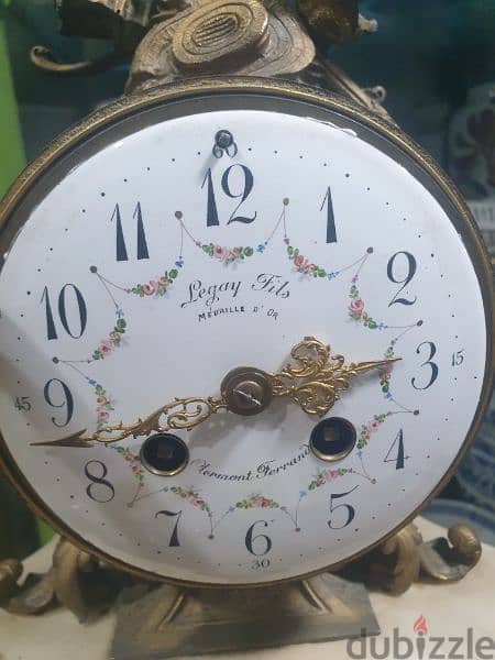 french antiques montre avec 2 casseroles en marble et bronze 3