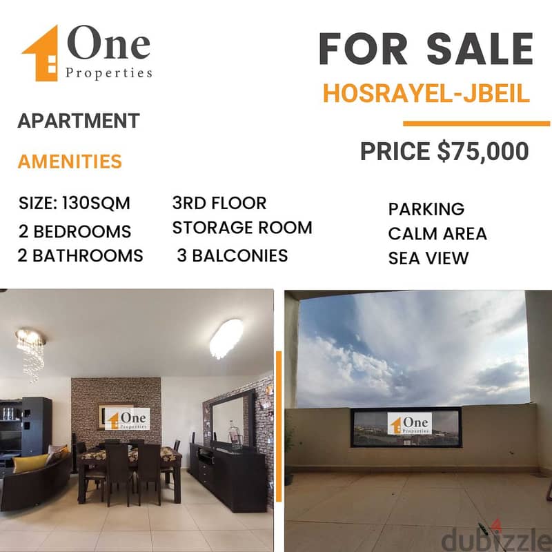 APARTMENT FOR SALE IN HOSRAYEL - JBEIL 0