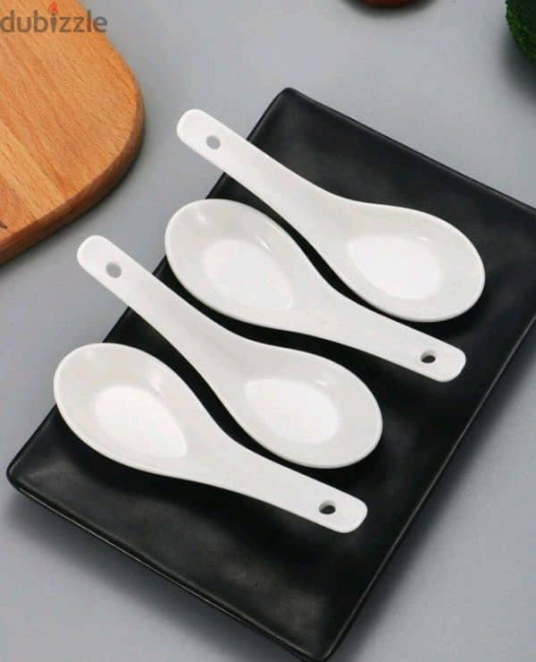 ceramic soup and noodles bowls with spoons set 12