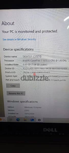 laptop Dell core i7.8gen touch screen 7