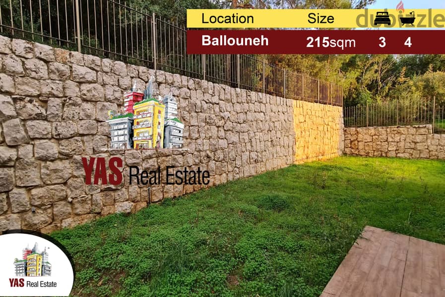 Ballouneh 215m2 | 115m2 Garden | High-End | View | Prime | Cash | 0