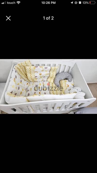 wood white  baby bed with cover mattress not included wood white