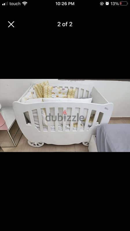 wood white  baby bed with cover mattress not included wood white 1