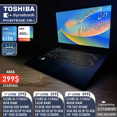 Toshiba Dynabook Portege X40-J Core i5-1135g7 Vga Iris Xe 14” Laptops