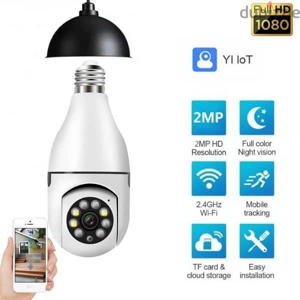 Wireless Light Bulb Camera 2.4GHz WiFi 360 Degree Smart Panoramic 0