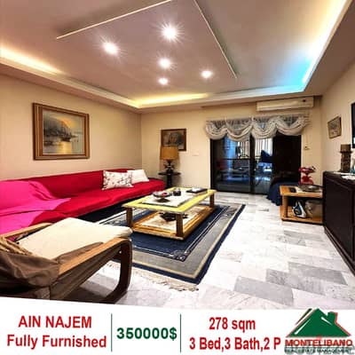 278 Sqm Fully Furnished Apartment for sale in Ain Najem