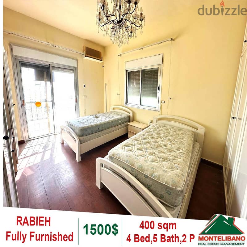 400 sqm Fully Furnished Apartment for rent in Rabieh 0