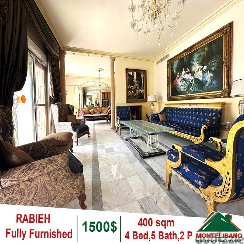 400 sqm Fully Furnished Apartment for rent in Rabieh 4