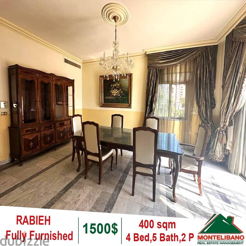 400 sqm Fully Furnished Apartment for rent in Rabieh 6