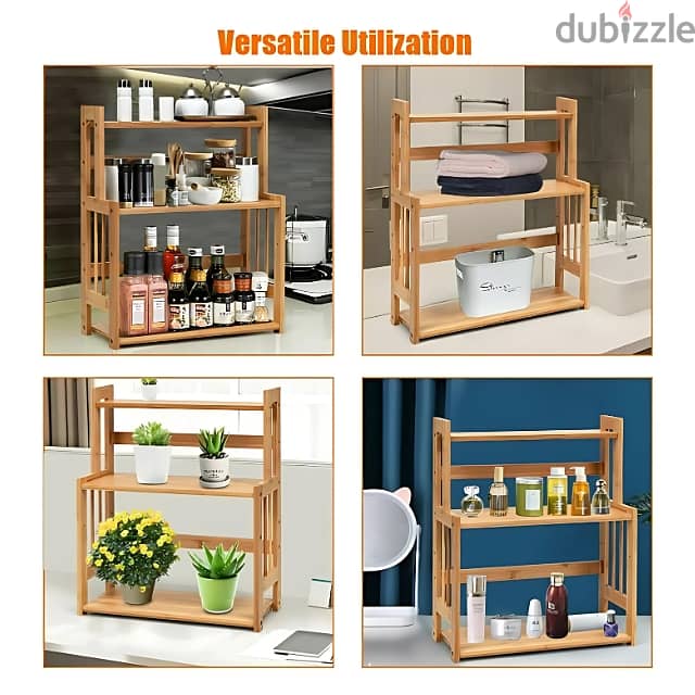 3-Tier Bamboo Spice Rack, Kitchen Jars & Condiment Organizer 6