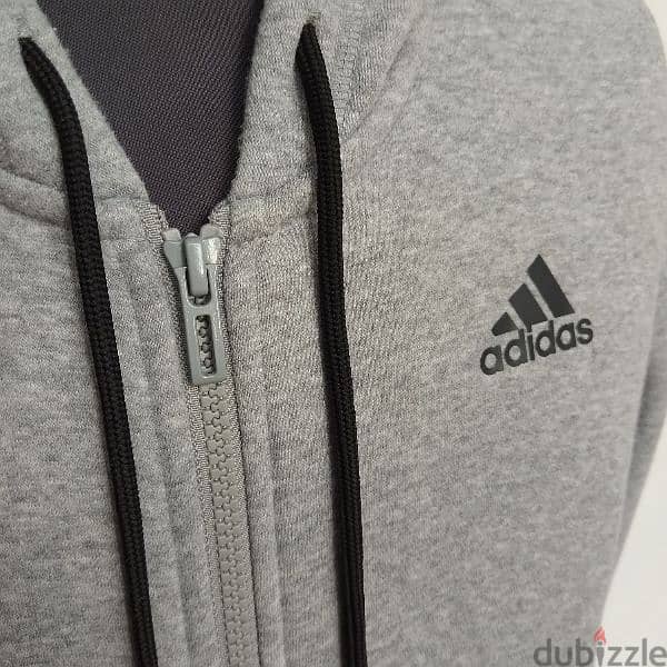 Original "Adidas" Essentials Grey Full Zip Hoodie Size Men's Med/Lar 2