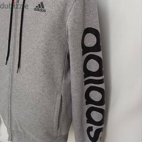 Original "Adidas" Essentials Grey Full Zip Hoodie Size Men's Med/Lar 3