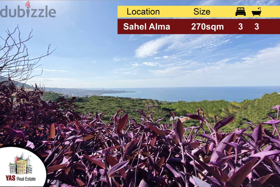 Sahel Alma 270m2 | Stunning View | Flat | Dead End Street | RA | 0