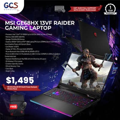 MSI GE68HX 13VF Raider Gaming Laptop