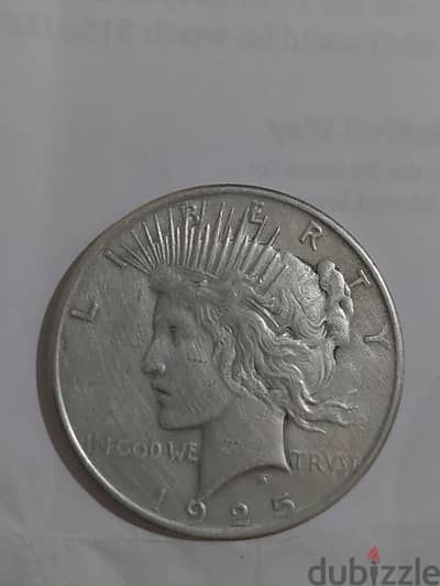 USA One Silver Peace Dollar Coin year 1925. wieght 26.6 grVery special