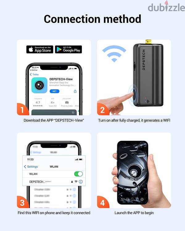 DEPSTECH Dual Lens Wireless Endoscope, 1080P 5M 1