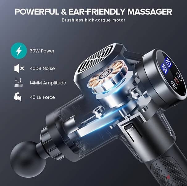 ANSGEC Muscle Massage Gun with 30 Speeds 8 Massage Heads 6