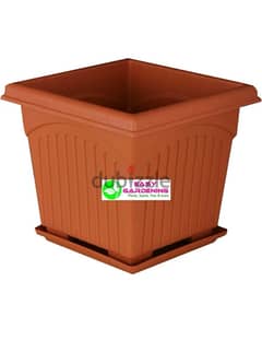 strong plastic square flower plant pot & saucer for sale 0