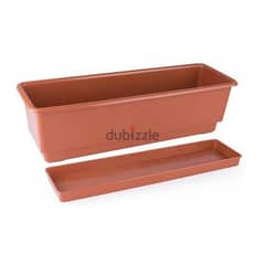 strong plastic rectangle flower plant pot & saucer for sale 0