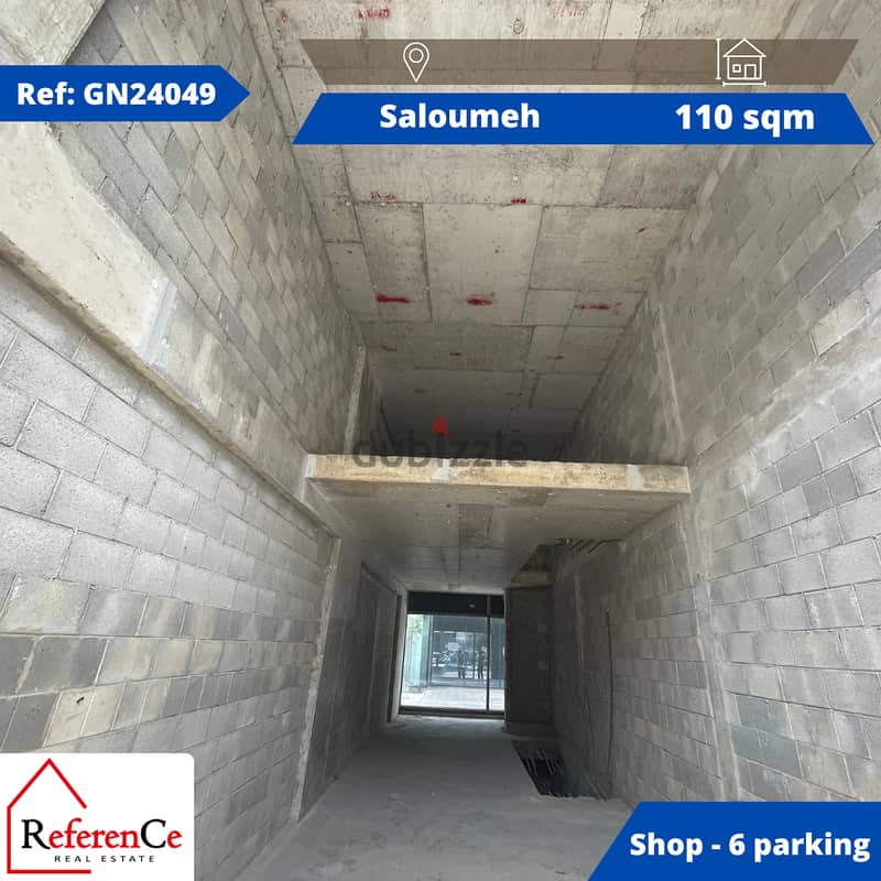 Very prime shop for rent in Saloumeh محل مميز جدا للايجار في سلومي 0