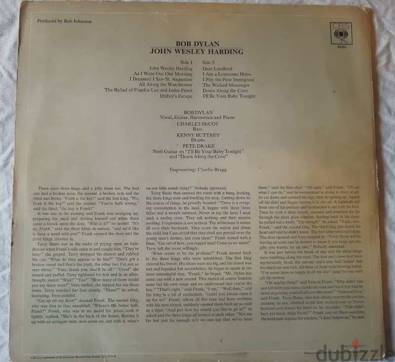 Bob Dylan John Wesley Harding vinyl 1