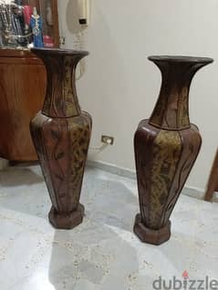 wooden big long vase 0