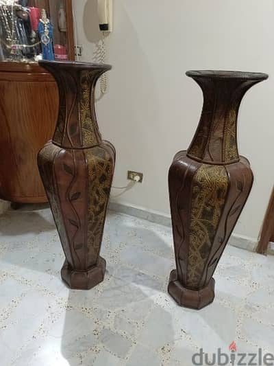 wooden big long vase