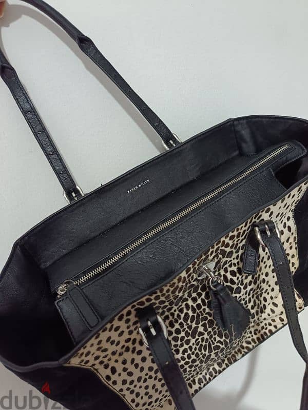 Karen Millen Black and White Animal Print Pony Skin Leather Suede Tote 4