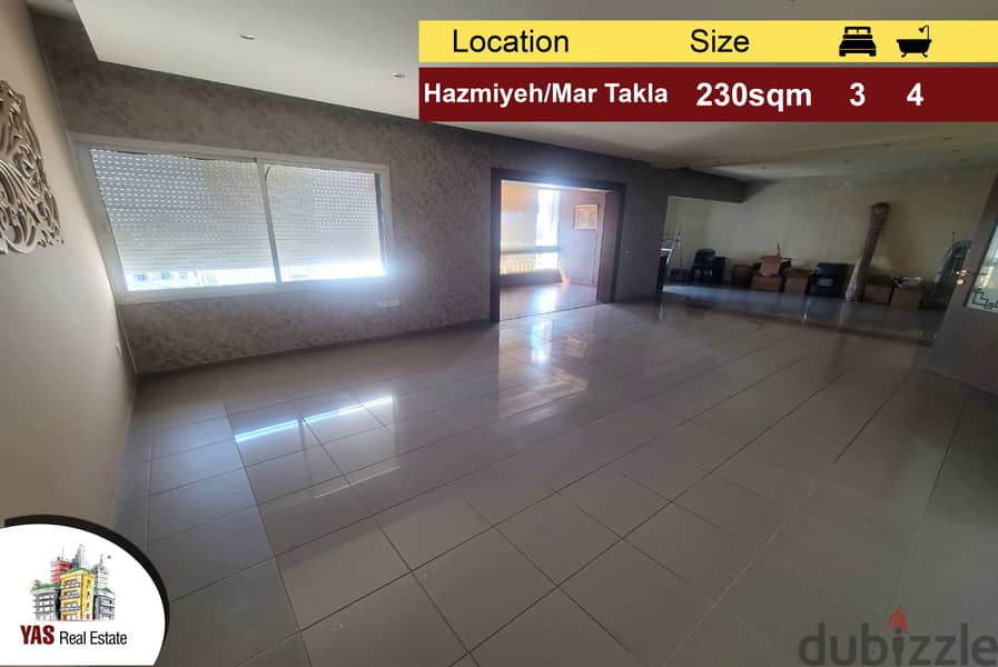 Hazmiyeh/Mar Takla 230m2 | Equipped Kitchen | Unblockable View | PA | 0