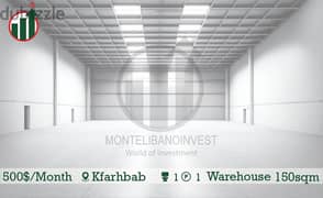 Warehouse for Rent In Kfarhbab!! PRIME LOCATION!! 0