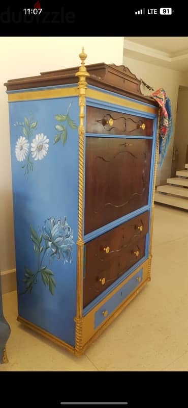 vintage hand painted wooden dresser 0