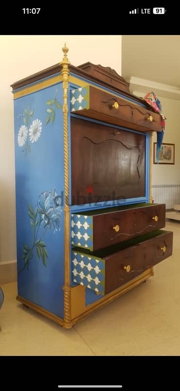 vintage hand painted wooden dresser 1