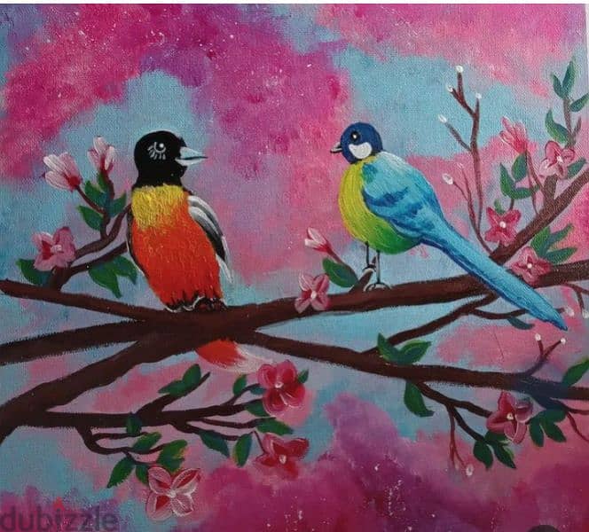 40x40 cm Paysage Birds acrylic 0