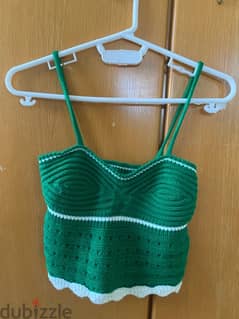 Green knit top 0