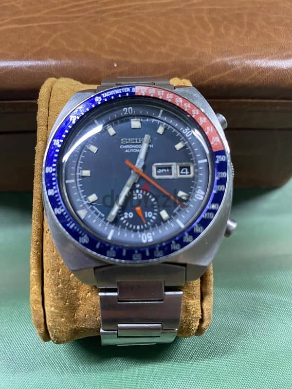 rare seiko automatic chrono pepsi cola bezel 1