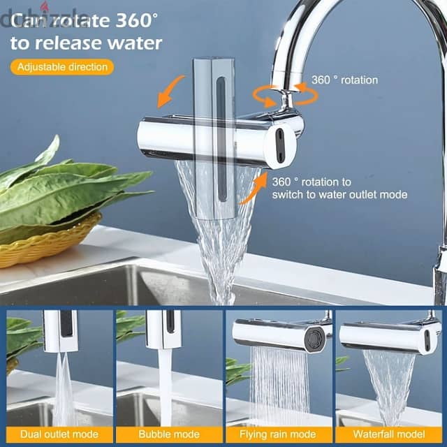 Rotatable Kitchen Faucet with 360° Spray Head, 4 Modes, Filter 6