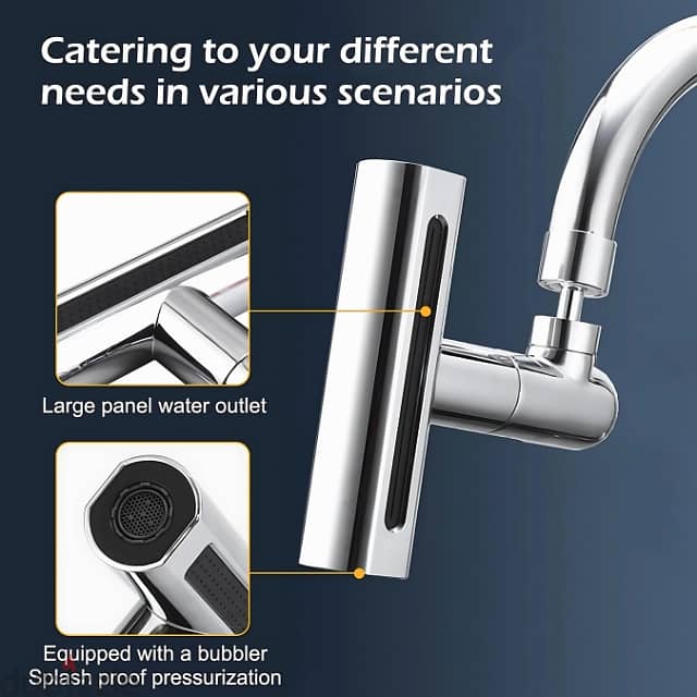 Rotatable Kitchen Faucet with 360° Spray Head, 4 Modes, Filter 8