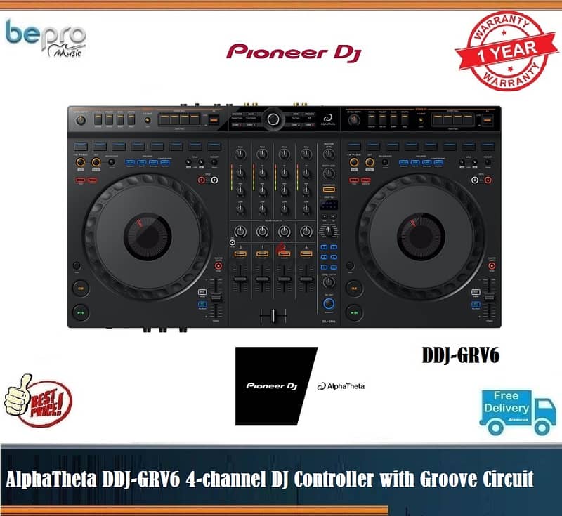 AlphaTheta DDJ-GRV6 4-channel DJ Controller with Groove Circuit 0