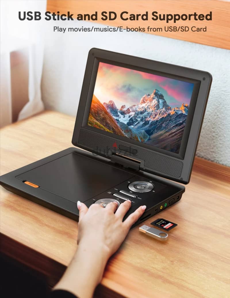 Apeman 12'' Portable rechargeable DVD Player _ 9.5'' HD Swivel Screen 2