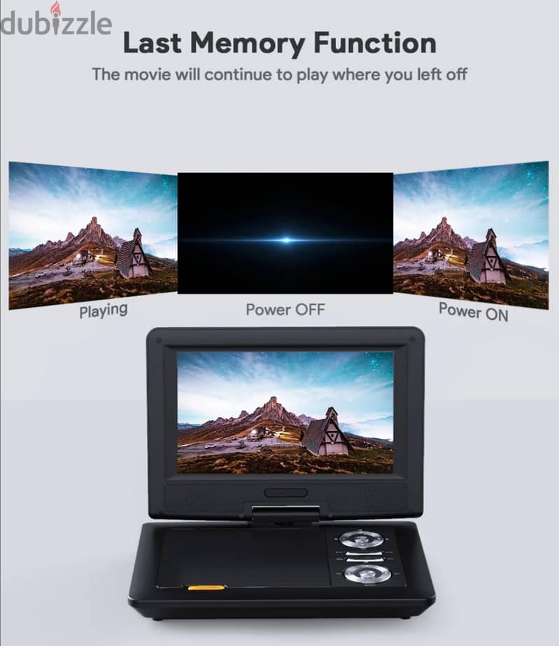 Apeman 12'' Portable rechargeable DVD Player _ 9.5'' HD Swivel Screen 6