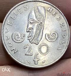 عملة ٢٠ فرنك جزيرة فانواتو قبل استقلالها عن فرنسا وهي قرب أستراليا 0