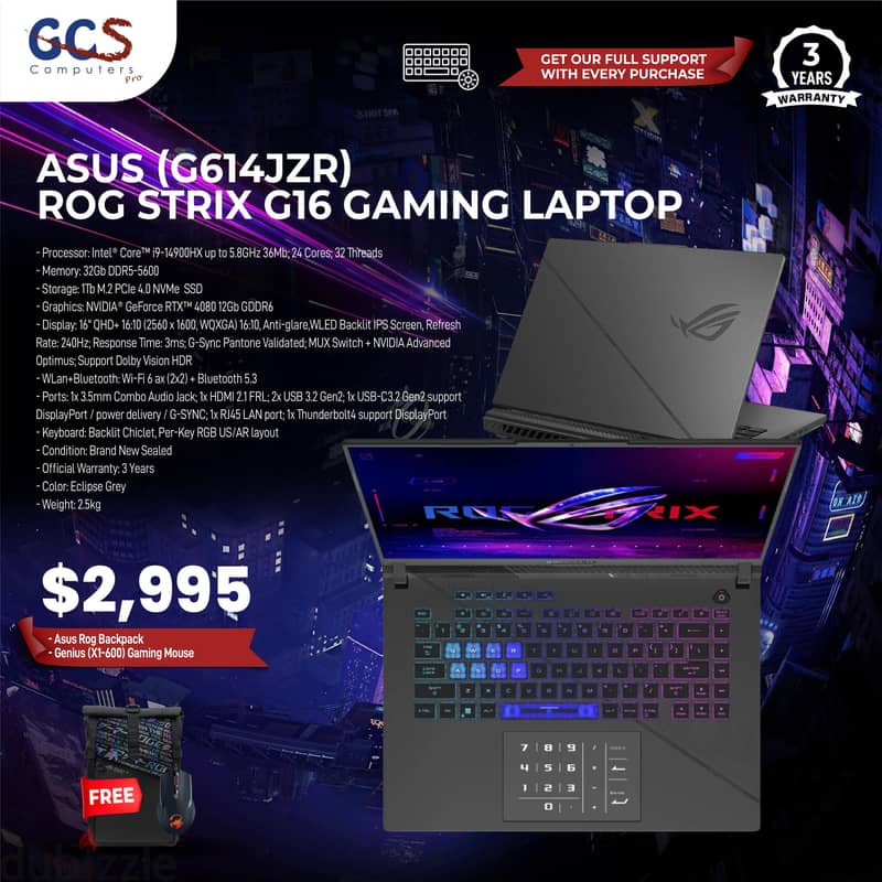 Asus (G614JZR) ROG Strix G16 Gaming Laptop 0