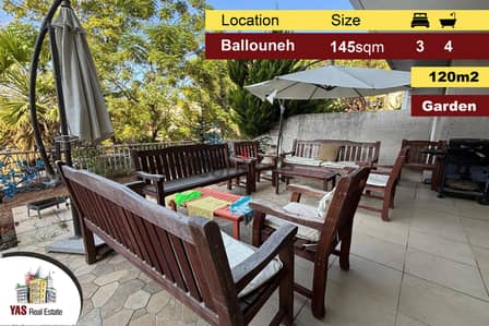 Ballouneh 145m2 | 120m2 Garden | Excellent Condition | Private Street